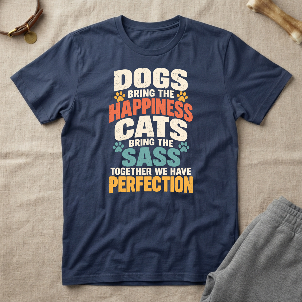 Happy Dog Sassy Cat T-Shirt