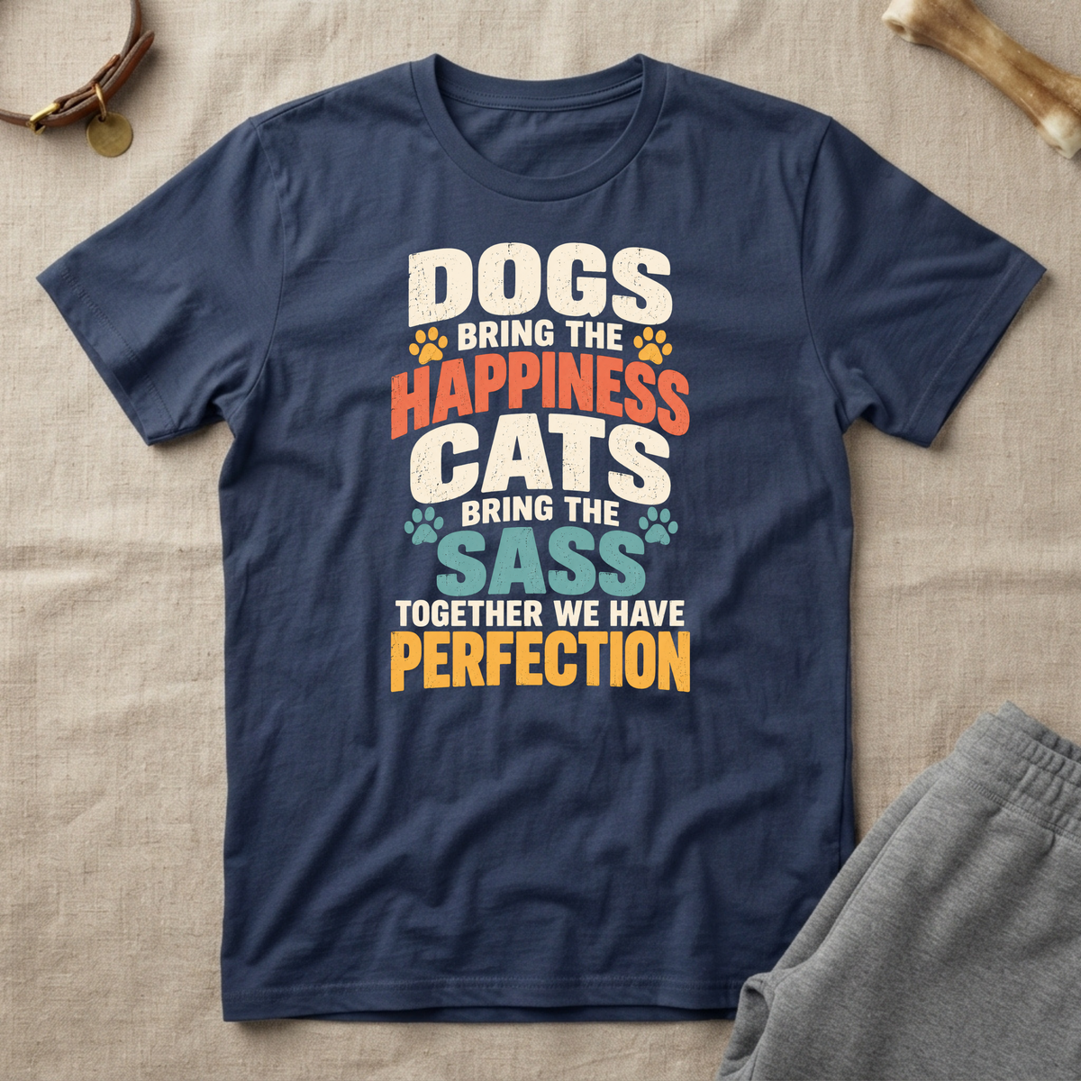 Happy Dog Sassy Cat T-Shirt
