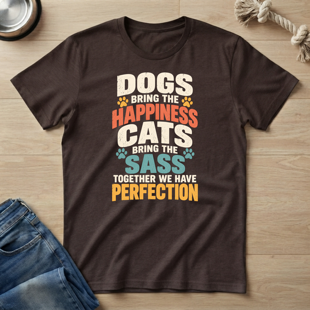 Happy Dog Sassy Cat T-Shirt