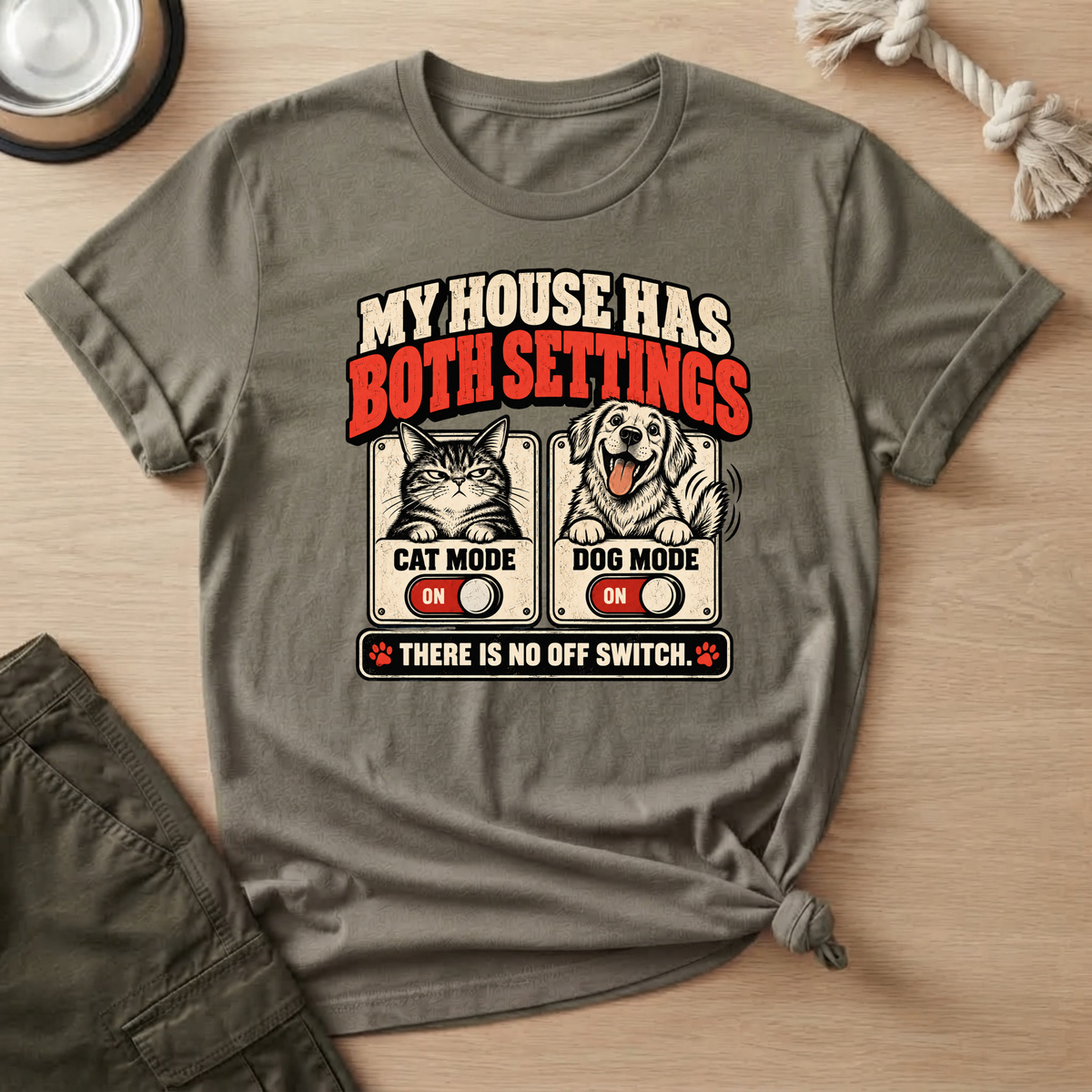 No Off Switch Cat & Dog T-Shirt