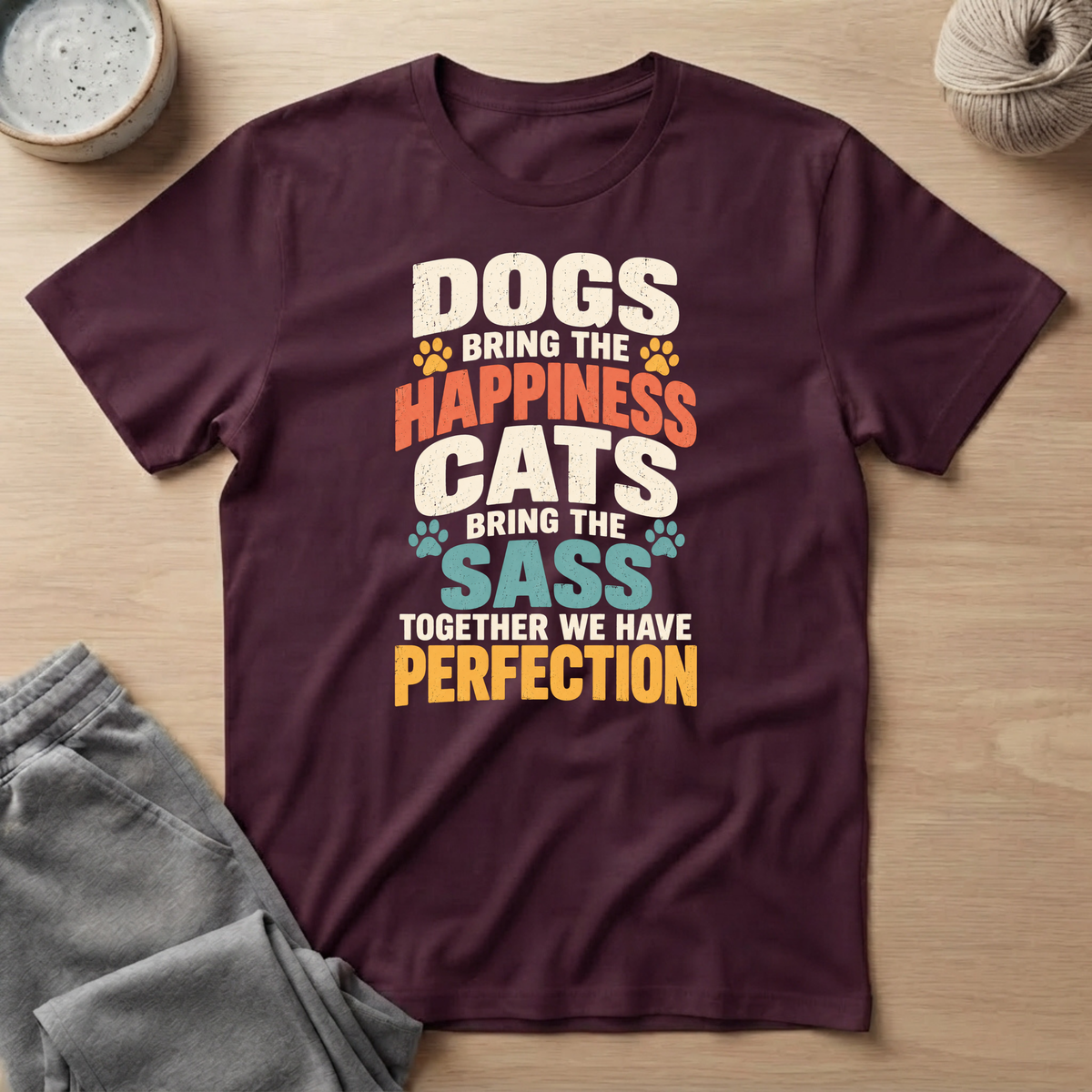 Happy Dog Sassy Cat T-Shirt