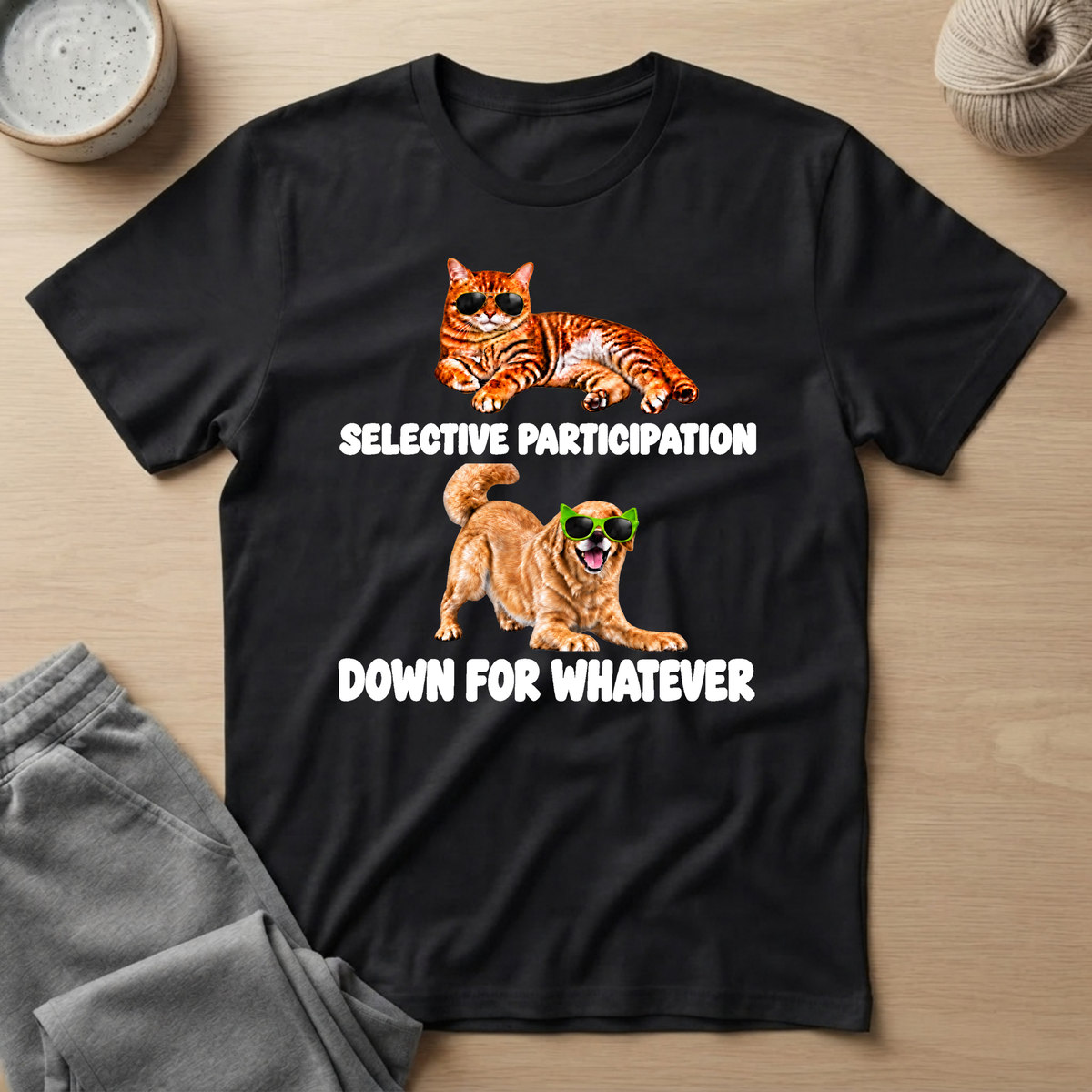 Selective Cat Excited Dog T‑Shirt