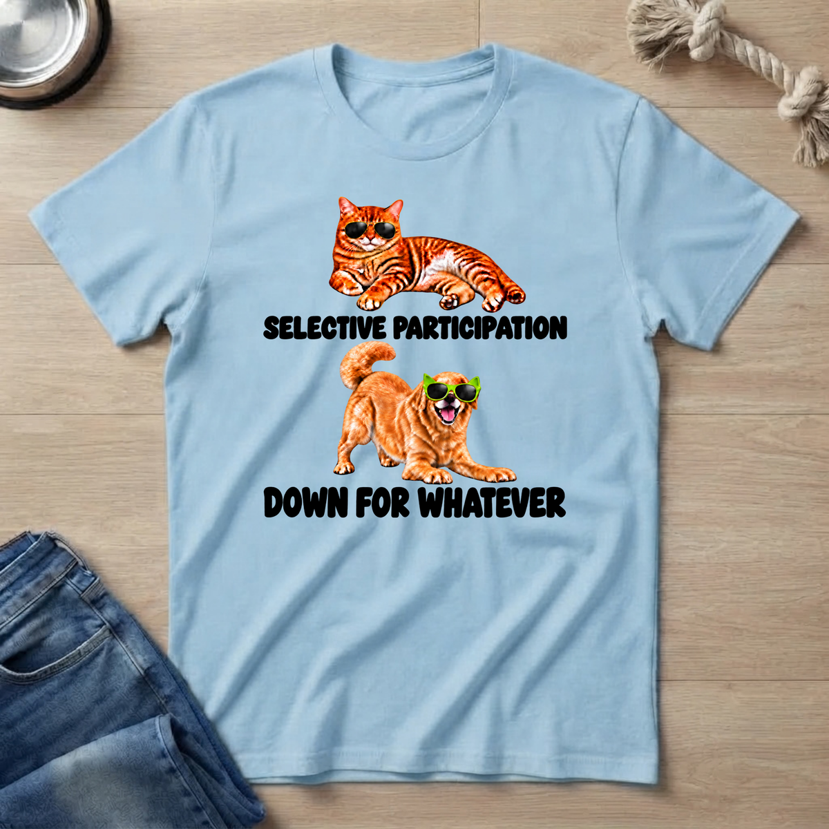 Selective Cat Excited Dog T‑Shirt