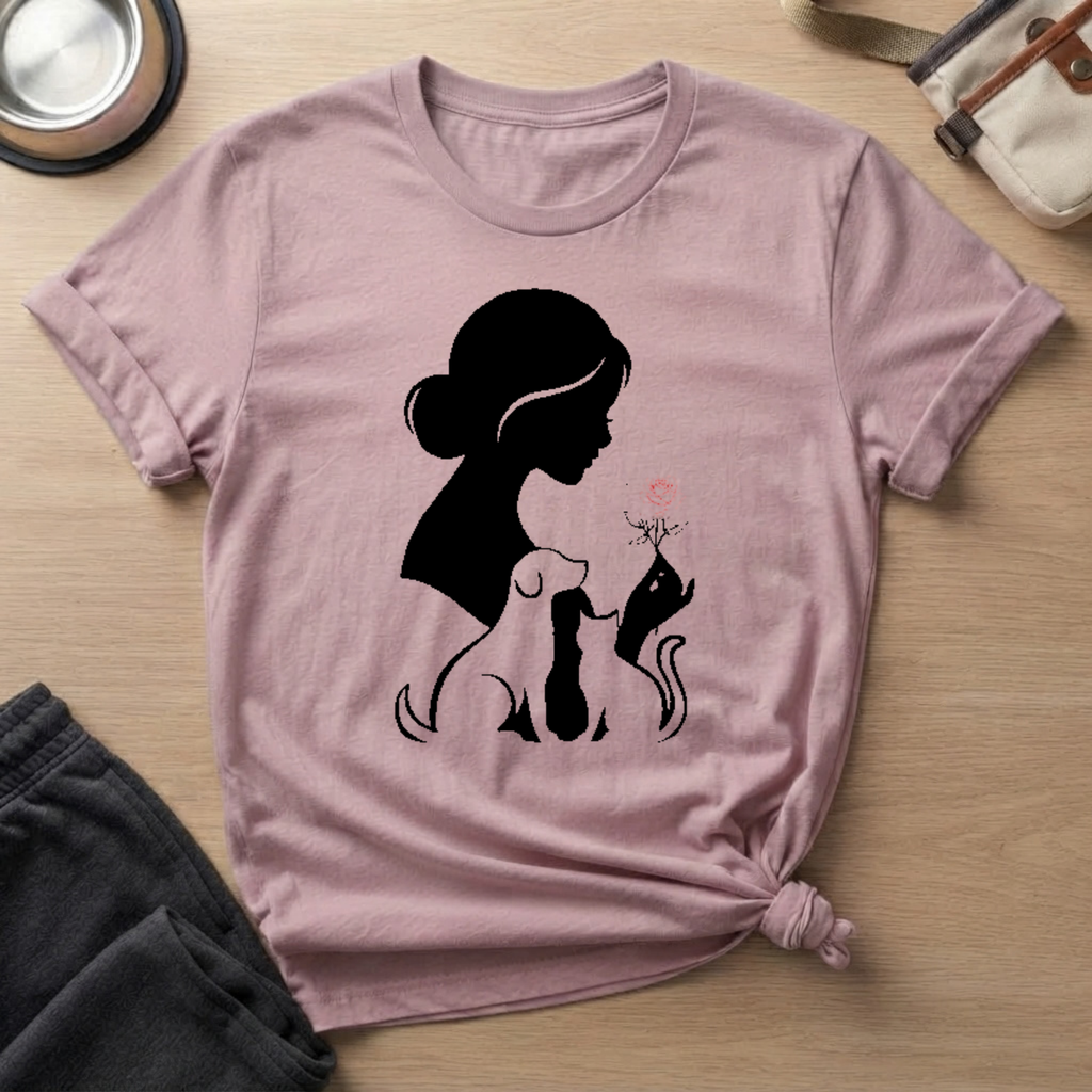 Silhouette Cat & Dog Lover T-Shirt