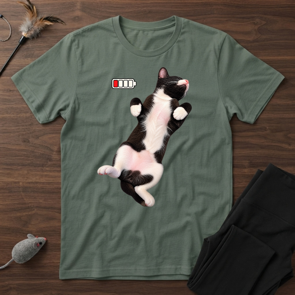 Low Battery Cat T-Shirt