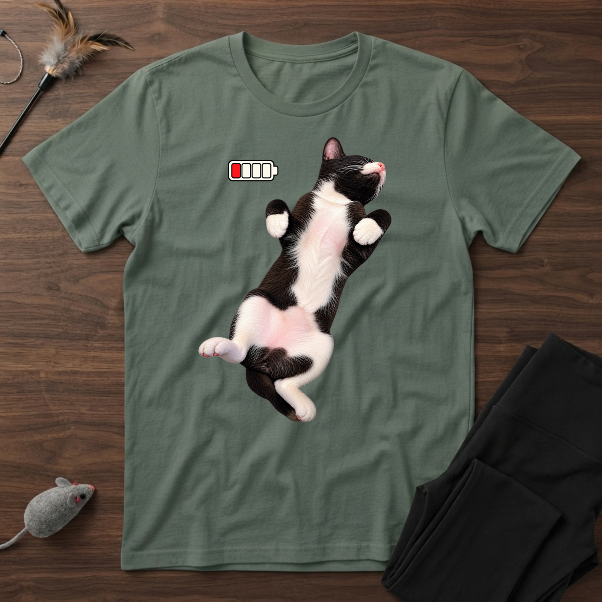 Low Battery Cat T-Shirt