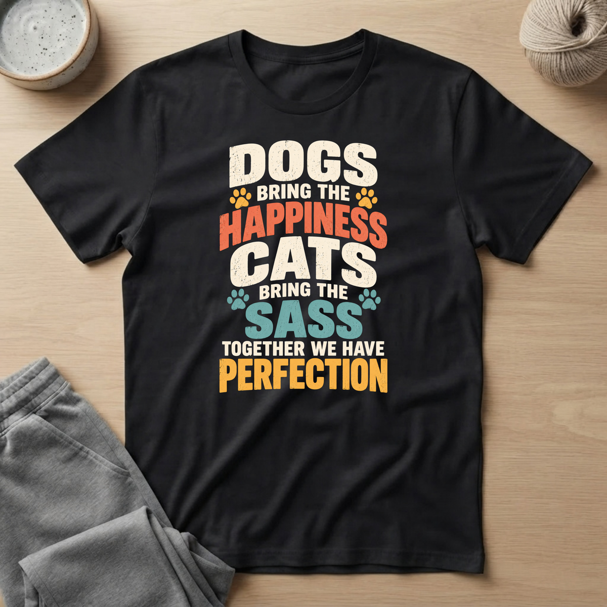 Happy Dog Sassy Cat T-Shirt