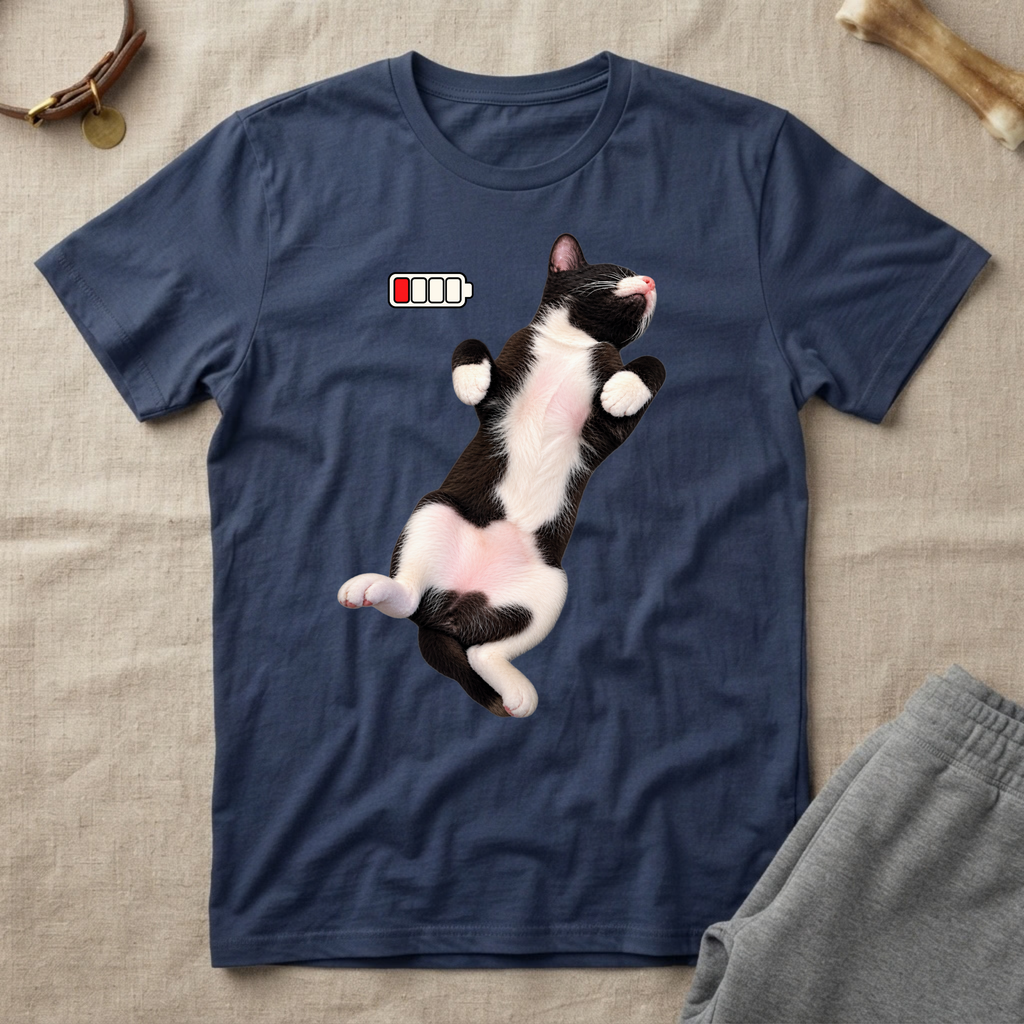 Low Battery Cat T-Shirt
