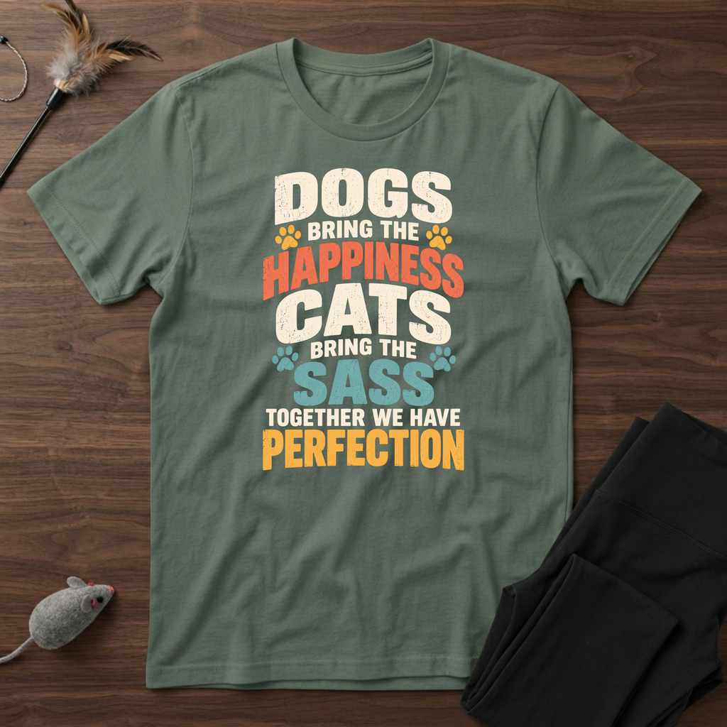 Happy Dog Sassy Cat T-Shirt
